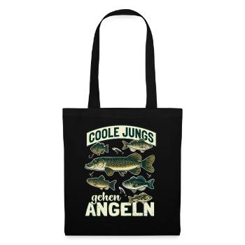 Coole Jungs gehen Angeln Vintage Fische - Stoffbeutel - Schwarz - Vorne