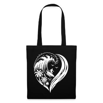 Heart Surfer Waves Ocean Love - Tote Bag - black - Front