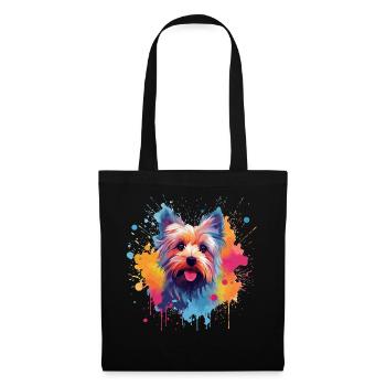 Yorkshire Terrier Bunte Hunde-Splash-Art - Stoffbeutel - Schwarz - Vorne