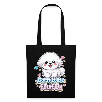 Born to be Fluffy -  niedliches Hunde Design - Stoffbeutel - Schwarz - Vorne