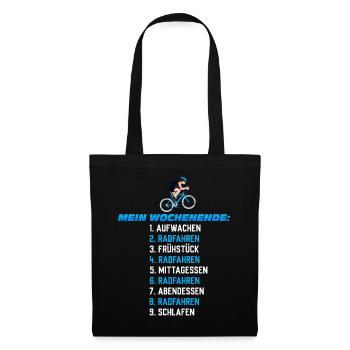 Mein Wochenend-Plan: Radfahren Nonstop - Stoffbeutel - Schwarz - Vorne