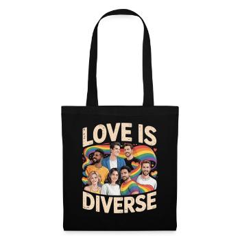 L’amour est une fierté diverse, arc-en-ciel - Sac en tissu - noir - Devant