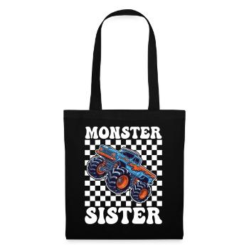 Monstertruck Schwester Motiv - Stoffbeutel - Schwarz - Vorne