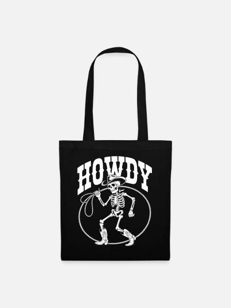 Line Dance Howdy Skelett - Stoffbeutel - Schwarz