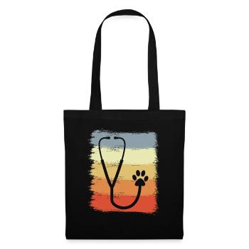 Dessin du stéthoscope - Sac en tissu - noir - Devant