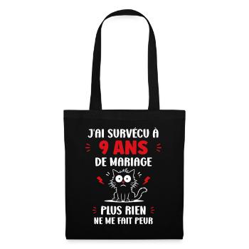 Survivre 9 ans de mariage - Sac en tissu - noir - Devant