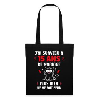 15 ans de mariage - Sac en tissu - noir - Devant