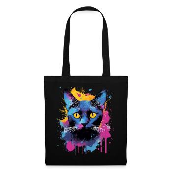 Splash Art Bombay Cat Face Colorful - Tote Bag - black - Front