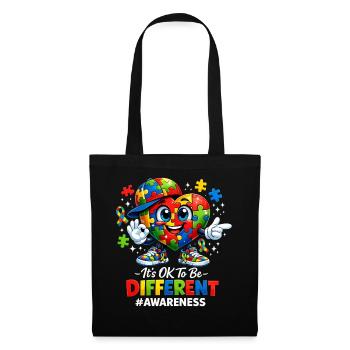 It's OK To Be Different Autism Awareness Puzzle - Tote Bag - black - Front