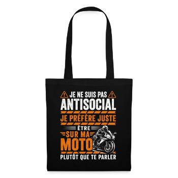 Moto Cadeau Humour Personnalisé - Sac en tissu - noir - Devant