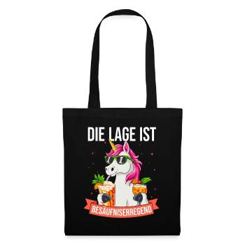 Einhorn Die Lage ist besäufniserregend - Stoffbeutel - Schwarz - Vorne
