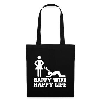 Happy Wife Happy Life Cartoon - Tote Bag - black - Front