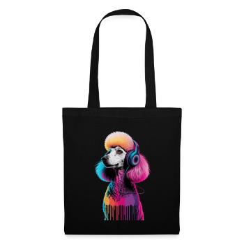 Caniche avec un casque - Sac en tissu - noir - Devant