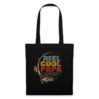 Moulinet vintage du pêcheur drôle Papa cool - Sac en tissu - noir - Devant