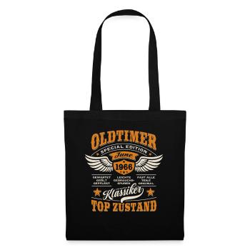 Oldtimer Juni 1966 | Geburtstag Geschenk - Stoffbeutel - Schwarz - Vorne