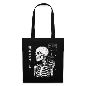 Kaffee Skelett Japan Style Shirt - Stoffbeutel - Schwarz - Vorne