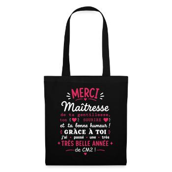 Merci Maîtresse CM2 Année Très Belle - Sac en tissu - noir - Devant