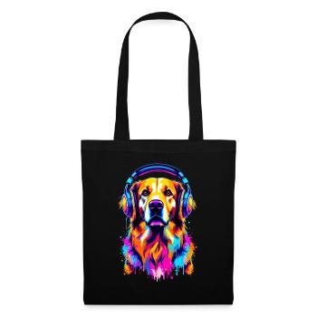 Golden Retriever with Headphones - Tote Bag - black - Front