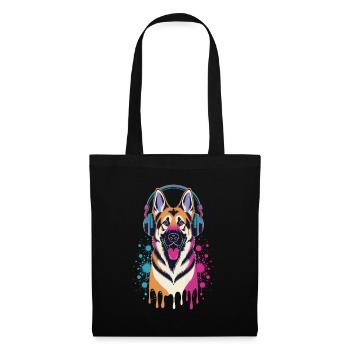 German Shepherd with Headphones - Tote Bag - black - Front