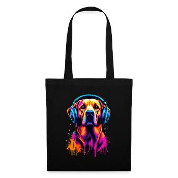 Golden Retriever with Headphones - Tote Bag - black - Front