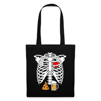 Dad Skeleton Halloween Beer Pizza Funny Pregnancy  - Tote Bag - black - Front