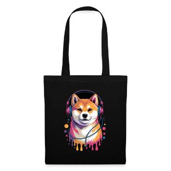 Shiba Inu Kopfhörer - Stoffbeutel - Schwarz - Vorne