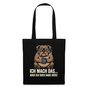 Bulldogge Böser Blick Kaffee - Stoffbeutel - Schwarz - Vorne