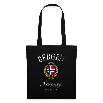 Couronne des armoiries de Bergen, Norvège, – Souvenir de voyage - Sac en tissu - noir - Devant