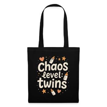 Chaoslevel Zwillinge | Eltern Baby Humor - Stoffbeutel - Schwarz - Vorne