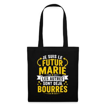 Futur Marié Cadeau humour EVG personnalisé - Sac en tissu - noir - Devant