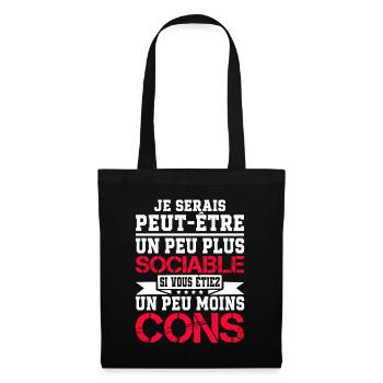 SOCIABLE Cadeau humour personnalisé - Sac en tissu - noir - Devant