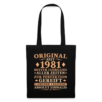Bester Jahrgang 1981 – 45. Geburtstag Geschenk - Stoffbeutel - Schwarz - Vorne