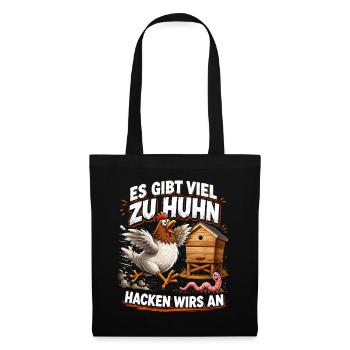 Es gibt viel zu Huhn Bauernhof Spaß - Stoffbeutel - Schwarz - Vorne