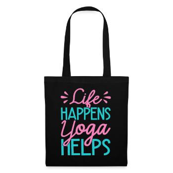 Yoga Life Happens Yoga Helps Funny Yoga - Tote Bag - black - Front