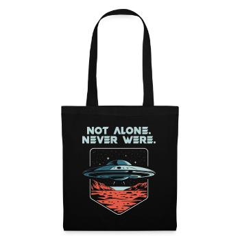Not Alone. Never Were. UFO Alien Present Tense - Tote Bag - black - Front