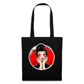 Geisha Heart Pop Art - Stoffbeutel - Schwarz - Vorne