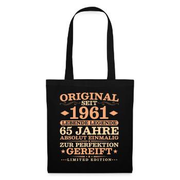 1961 Jahrgang 65 Jahre Absolut Einmalig - Stoffbeutel - Schwarz - Vorne