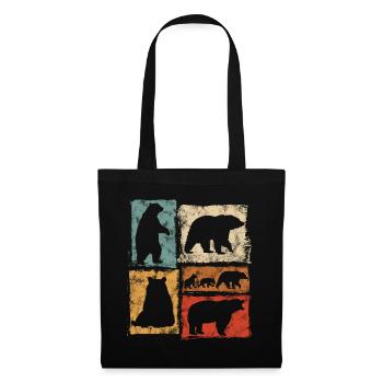 Bären Perspektiven Retro Tierdruck - Stoffbeutel - Schwarz - Vorne