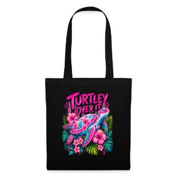 Turtley Over It Cute Turtle Flower - Stoffbeutel - Schwarz - Vorne