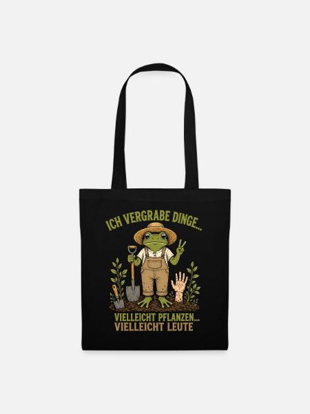 gärtner frosch humor, gärtner shirt, frosch shirt, - Stoffbeutel - Schwarz