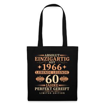 60. Geburtstag Einzigartig Jahrgang 1966 - Stoffbeutel - Schwarz - Vorne