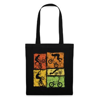 BMX Biker Graphic - Cascades de style rétro - Sac en tissu - noir - Devant