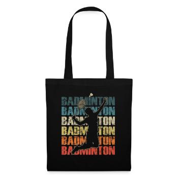 Un joueur de badminton smash dans un style rétro - Sac en tissu - noir - Devant