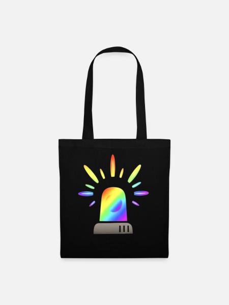 Regenbogen Sirene Warnleuchte - Stoffbeutel - Schwarz
