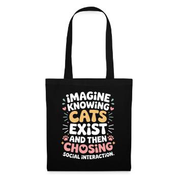 Chat : imaginez savoir que les chats existent Maman de chats - Sac en tissu - noir - Devant