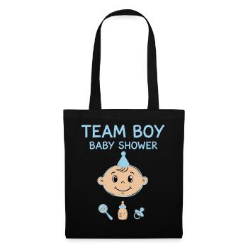 Geschlechterenthüllung Team Junge Babyparty Papa Mama Oma - Stoffbeutel - Schwarz - Vorne