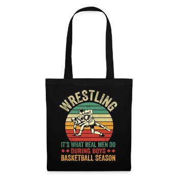 Ringen vs Basketball Retro-Design - Stoffbeutel - Schwarz - Vorne
