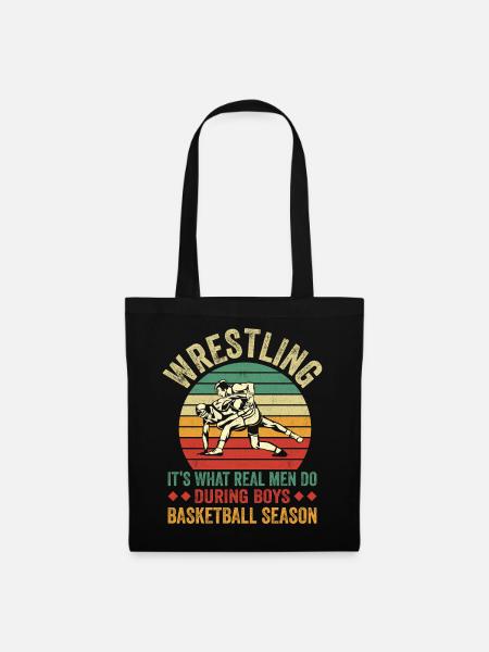 Ringen vs Basketball Retro-Design - Stoffbeutel - Schwarz