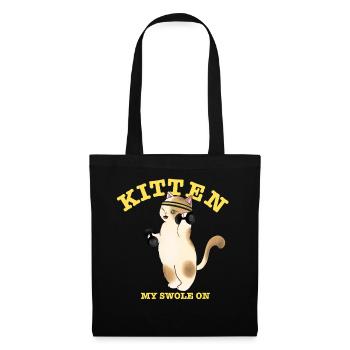Kitten My Swole On Funny Gym Cat Lifting Gift - Tote Bag - black - Front