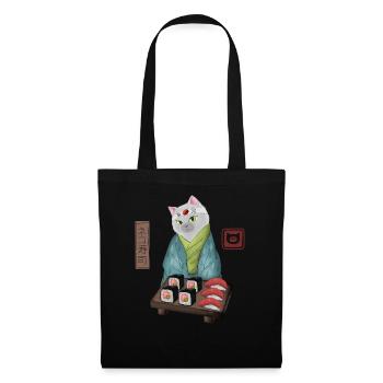 Chef Sushi Cat Cute Japanese Foodie Gift - Tote Bag - black - Front